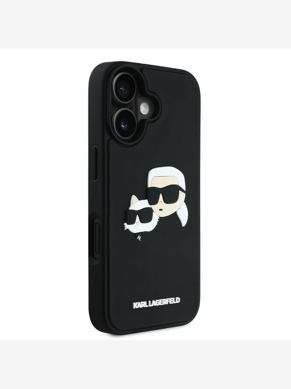 Karl Lagerfeld Karl Lagerfeld 3D gumena stražnja maska ​​s dvostrukom glavom za iPhone 16 crna