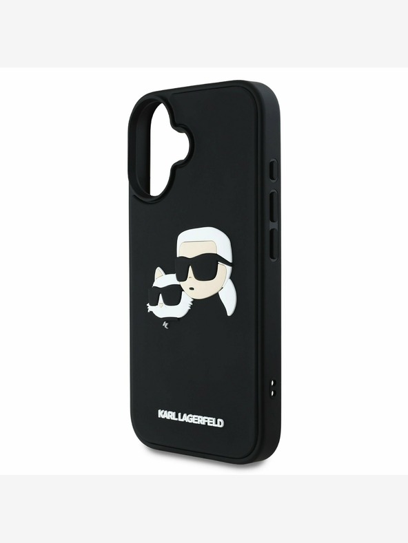 Karl Lagerfeld Karl Lagerfeld 3D gumena stražnja maska ​​s dvostrukom glavom za iPhone 16 crna