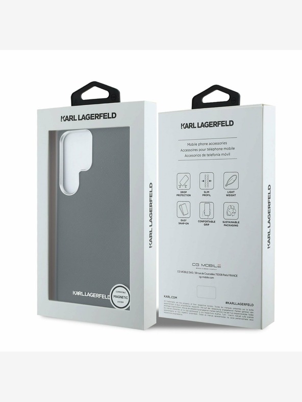 Karl Lagerfeld Karl Lagerfeld PU Saffiano metalni logotip i stražnja maska ​​s okvirom za Samsung Galaxy S25 Ultra Black