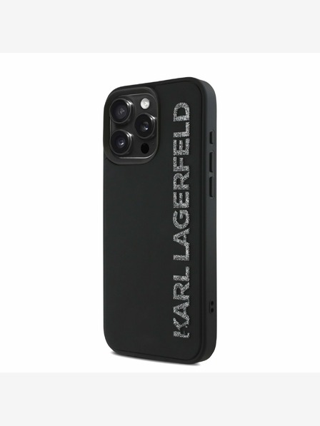Karl Lagerfeld Stražnja maska ​​Karl Lagerfeld 3D gumeni svjetlucavi logotip za iPhone 15 Pro Max crna