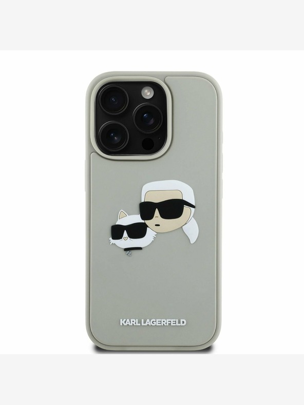 Karl Lagerfeld Karl Lagerfeld 3D gumena stražnja maska ​​s dvostrukom glavom za iPhone 16 Pro Max bež
