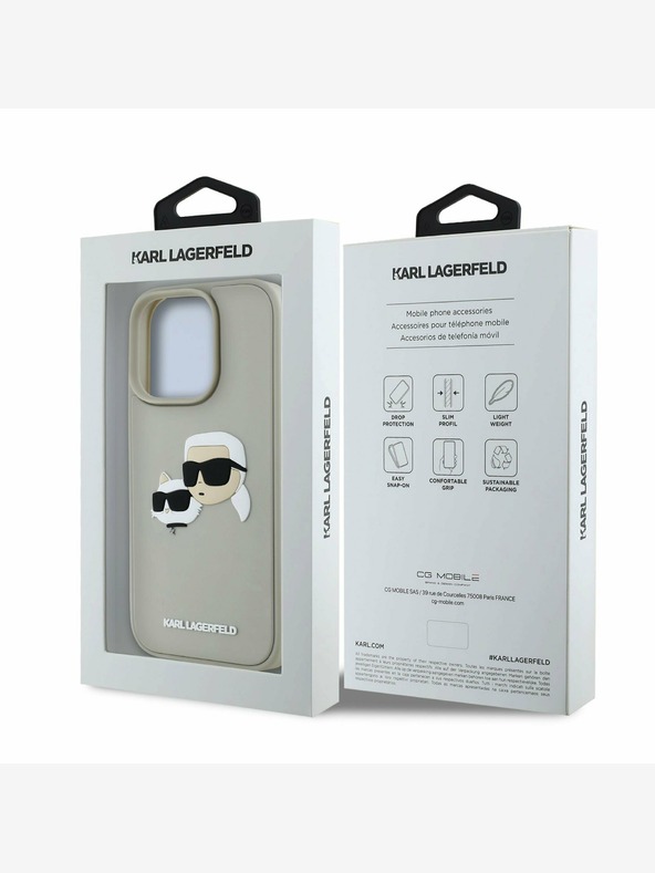 Karl Lagerfeld Karl Lagerfeld 3D gumena stražnja maska ​​s dvostrukom glavom za iPhone 16 Pro Max bež
