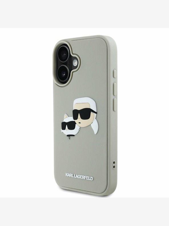 Karl Lagerfeld Karl Lagerfeld 3D gumena stražnja maska ​​s dvostrukom glavom za iPhone 16 bež