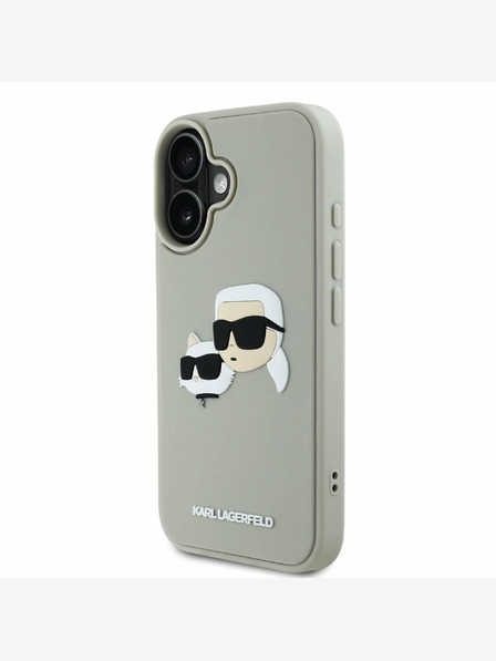 Karl Lagerfeld Karl Lagerfeld 3D gumena stražnja maska ​​s dvostrukom glavom za iPhone 16 bež