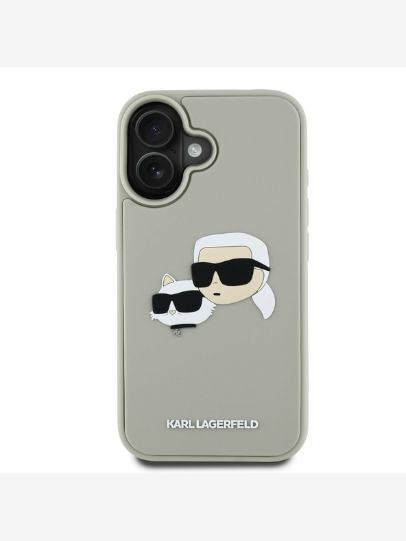 Karl Lagerfeld Karl Lagerfeld 3D gumena stražnja maska ​​s dvostrukom glavom za iPhone 16 bež