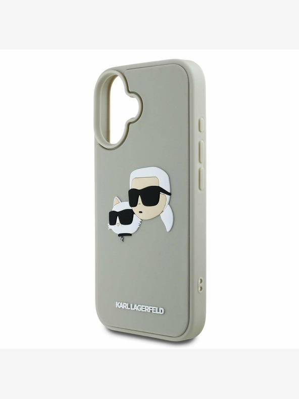 Karl Lagerfeld Karl Lagerfeld 3D gumena stražnja maska ​​s dvostrukom glavom za iPhone 16 bež