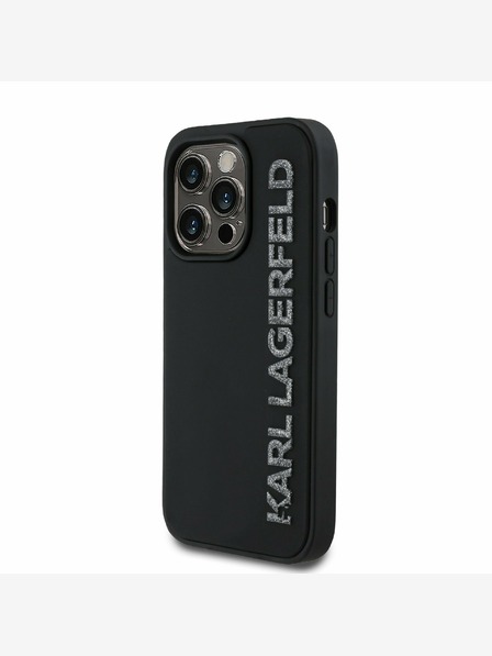 Karl Lagerfeld Stražnja maska ​​Karl Lagerfeld 3D gumeni svjetlucavi logotip za iPhone 14 Pro crna