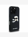 Karl Lagerfeld Karl Lagerfeld 3D gumena stražnja maska ​​s dvostrukom glavom za iPhone 16 Pro crna
