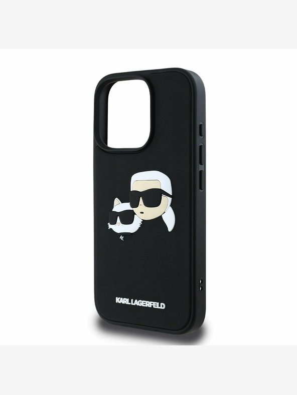 Karl Lagerfeld Karl Lagerfeld 3D gumena stražnja maska ​​s dvostrukom glavom za iPhone 16 Pro crna