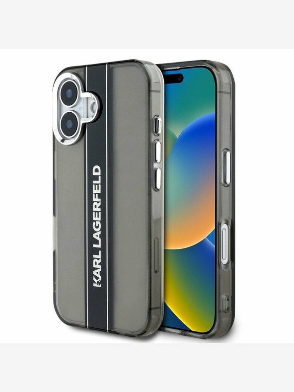 Karl Lagerfeld Stražnja maska ​​Karl Lagerfeld IML Stripe Logo za iPhone 16 crna