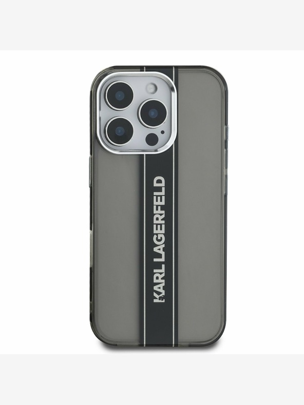 Karl Lagerfeld Stražnja maska ​​Karl Lagerfeld IML Stripe Logo za iPhone 16 Pro crna