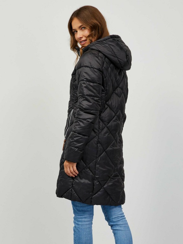 Sam 73 Crni ženski prošiveni kaput s kapuljačom Sam 73