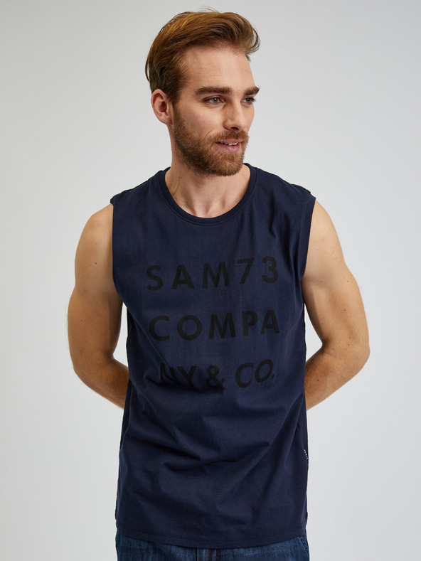Sam 73 Tamno plava muška majica s natpisom SAM 73 Edgar