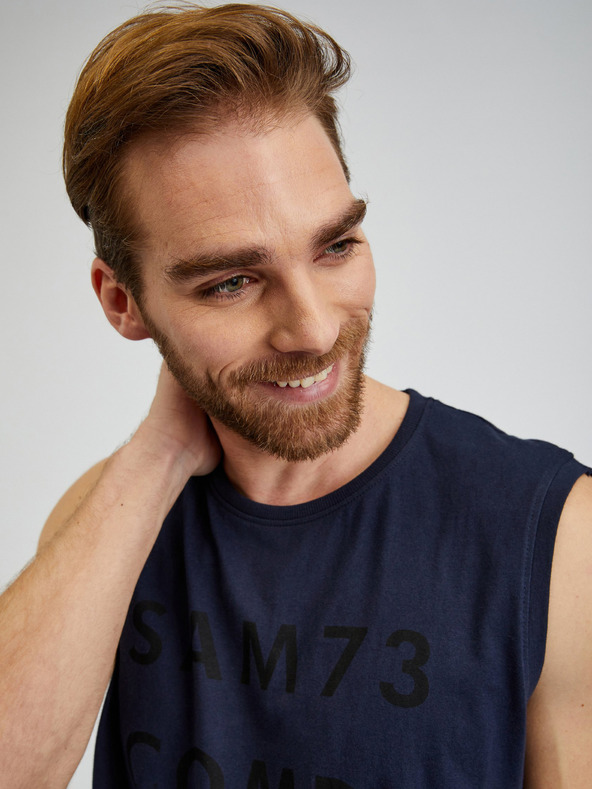 Sam 73 Tamno plava muška majica s natpisom SAM 73 Edgar