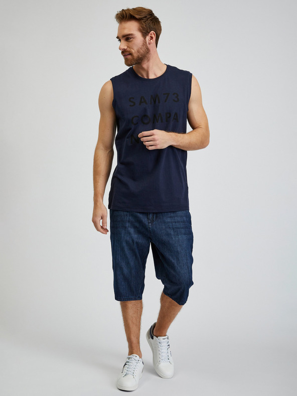 Sam 73 Tamno plava muška majica s natpisom SAM 73 Edgar