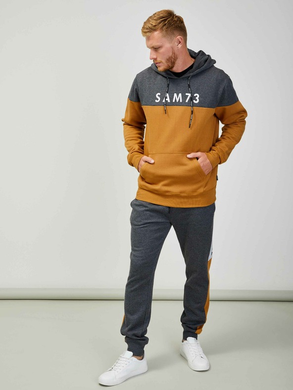 Sam 73 Sivo-smeđa muška majica s kapuljačom SAM 73 Eldos