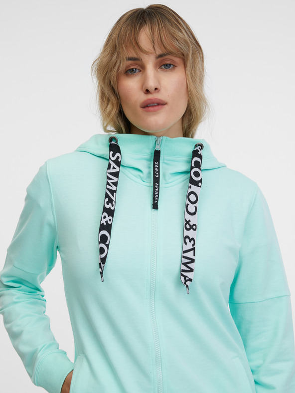 Sam 73 Ženska tirkizna majica s kapuljačom SAM 73 Lisa na patentni zatvarač