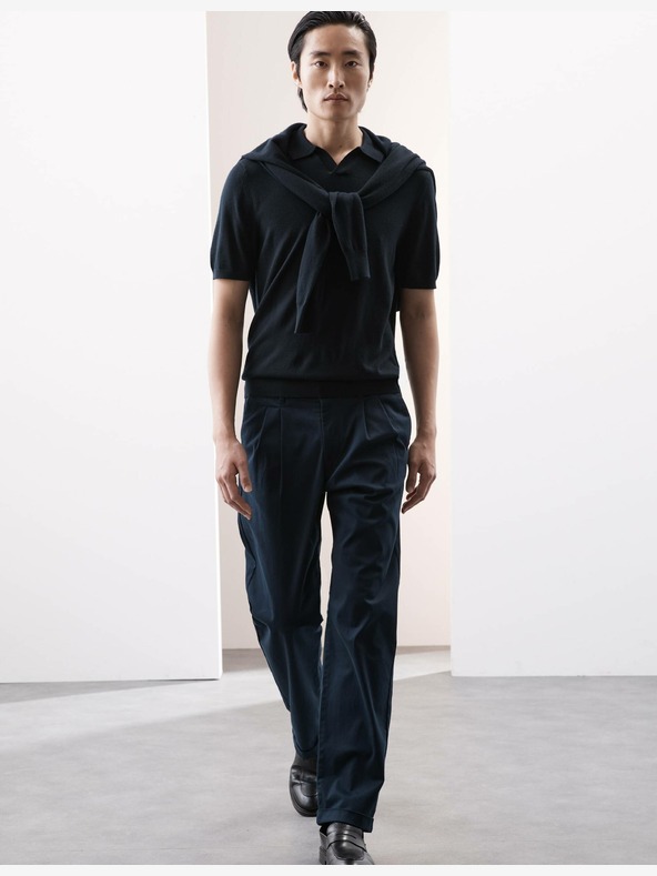 Marks & Spencer Marks & Spencer Pure ekstra fina pletena polo majica od merino vune tamnoplava