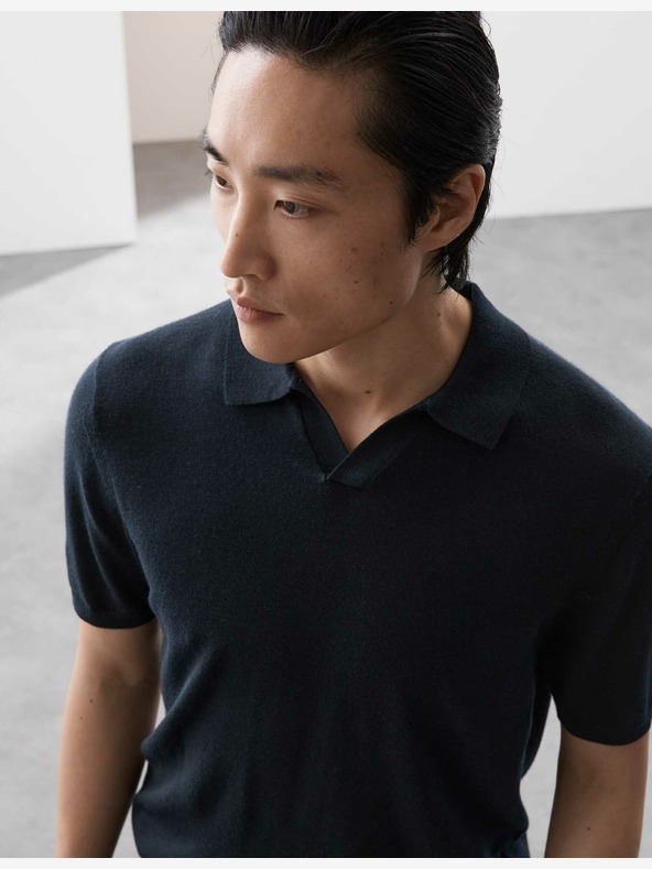 Marks & Spencer Marks & Spencer Pure ekstra fina pletena polo majica od merino vune tamnoplava