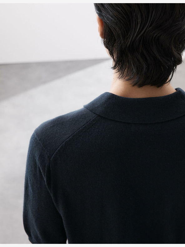 Marks & Spencer Marks & Spencer Pure ekstra fina pletena polo majica od merino vune tamnoplava