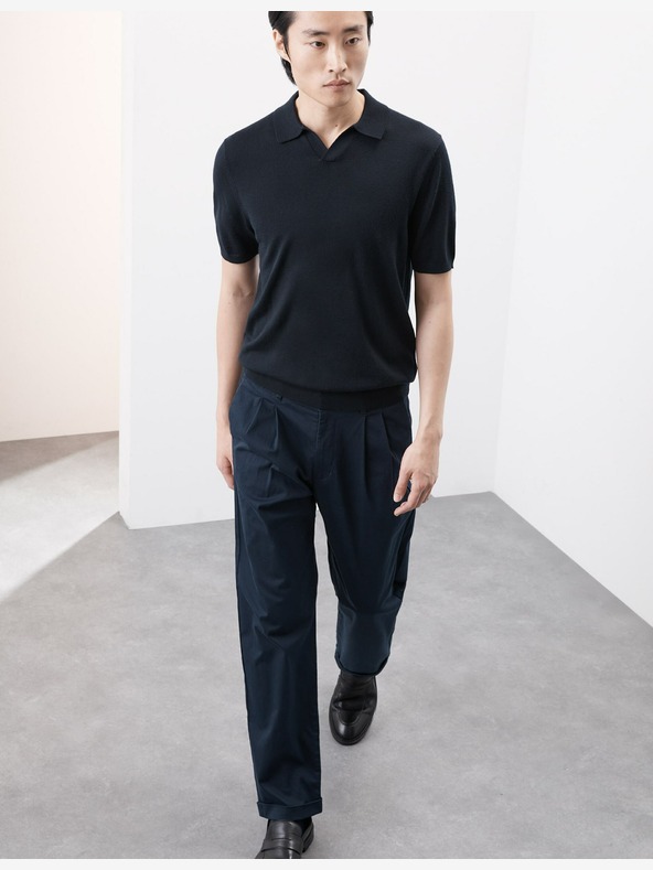 Marks & Spencer Marks & Spencer Pure ekstra fina pletena polo majica od merino vune tamnoplava