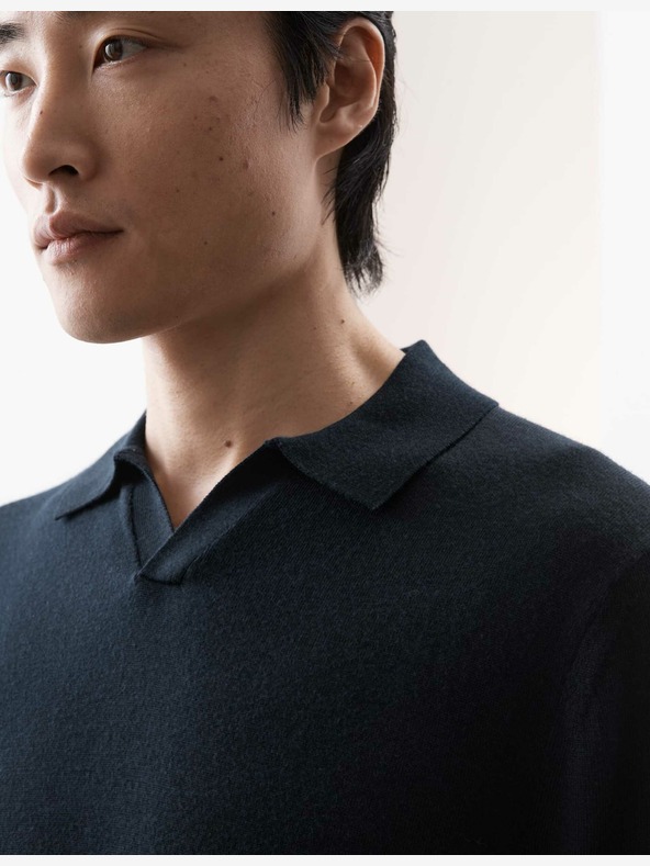 Marks & Spencer Marks & Spencer Pure ekstra fina pletena polo majica od merino vune tamnoplava