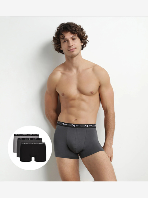 DIM Muške bokserice 3 kom - crno - sive
