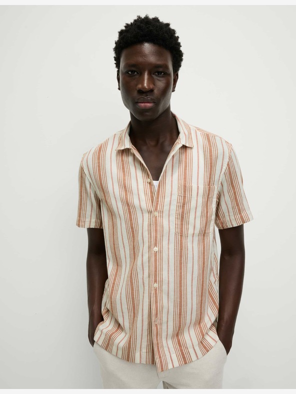 Marks & Spencer Prugasta košulja od čistog pamuka Easy Iron Marks & Spencer narančasta