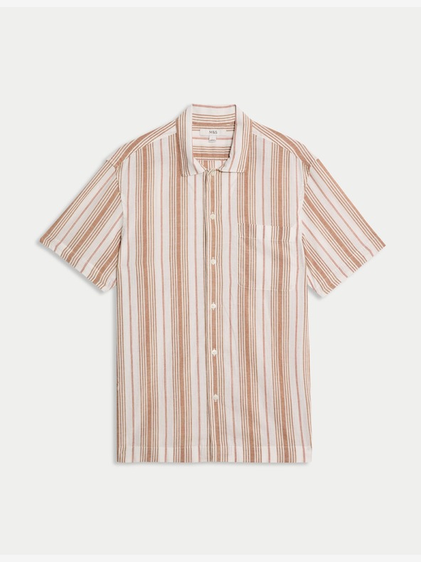 Marks & Spencer Prugasta košulja od čistog pamuka Easy Iron Marks & Spencer narančasta