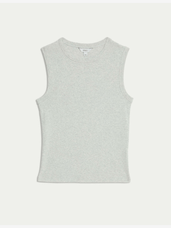 Marks & Spencer Visoka pamučna rebrasta majica Marks & Spencer siva