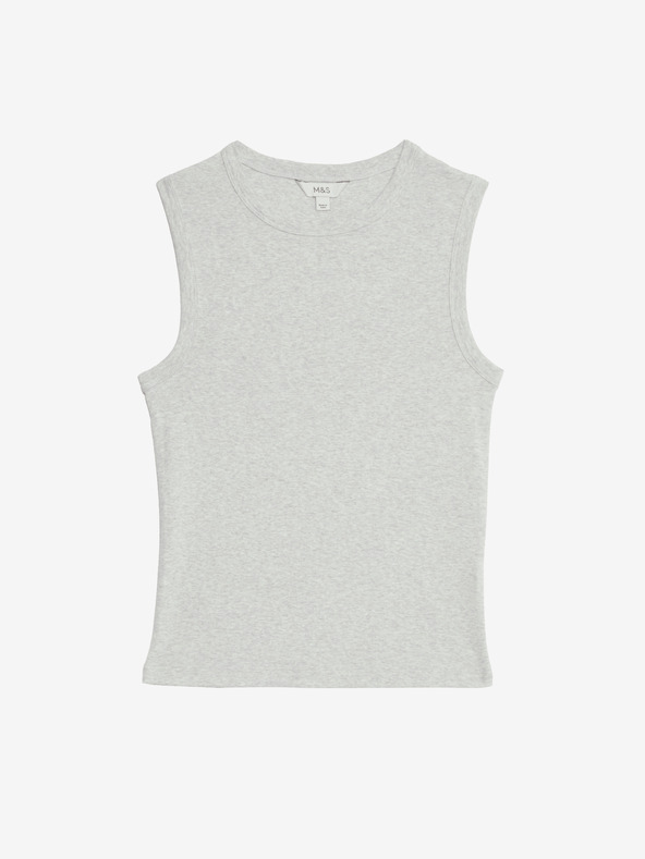 Marks & Spencer Visoka pamučna rebrasta majica Marks & Spencer siva