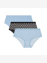 DIM DIM LES POCKETS COTTON BOXER 3x - Ženske pamučne gaćice 3 kom - crne - svijetlo plave - bijele