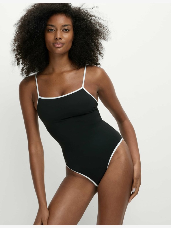 Marks & Spencer Kupaći kostim s kontrastnim obrubom i četvrtastim izrezom Marks & Spencer crni