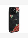 Guess Guess PU kožna 4G Roses MagSafe stražnja maska ​​za iPhone 16 Pro crna