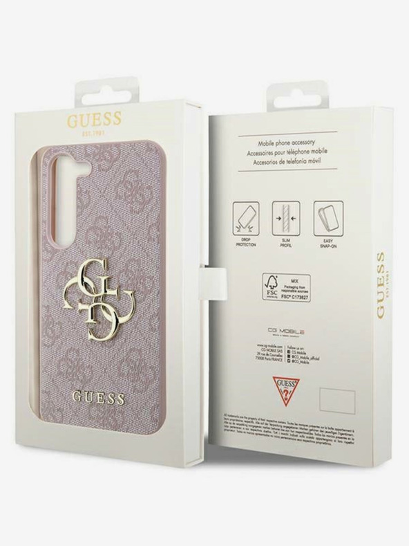 Guess PU 4G Metal Logo Zadní Kryt pro Samsung Galaxy A55 5G Pink Etui za telefon