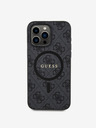 Guess Guess PU kožni 4G prsten u boji MagSafe stražnja maska ​​za iPhone 15 Pro Max crna