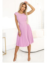 numoco Klasična plisirana haljina s kratkim rukavima i remenom - Numoco