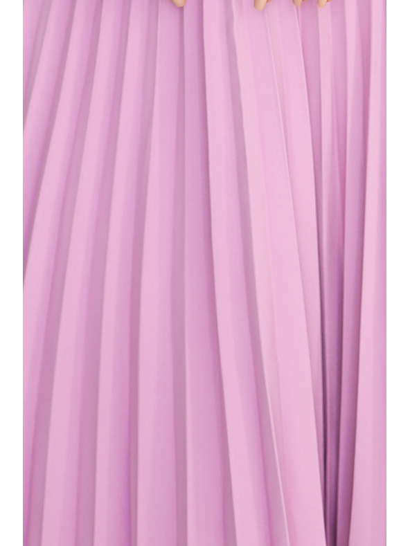 numoco Klasična plisirana haljina s kratkim rukavima i remenom - Numoco