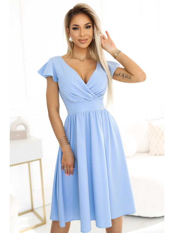 numoco Haljina s dekolteom i kratkim rukavima - svijetloplava Numoco