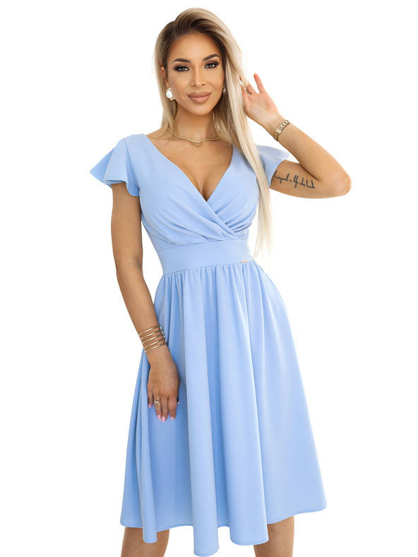 numoco Haljina s dekolteom i kratkim rukavima - svijetloplava Numoco