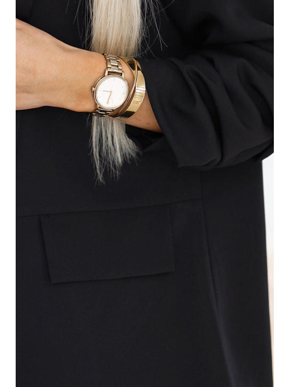 numoco Ženska klasična jakna sa nabranim rukavima - crna