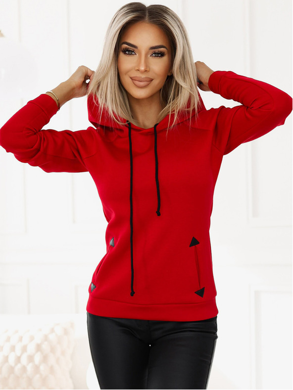 numoco Udobna topla majica s kapuljačom i džepovima - crvena Numoco