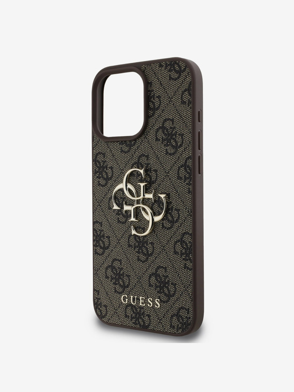 Guess Stražnja maska ​​Guess PU 4G s metalnim logotipom za iPhone 16 Pro Max smeđa