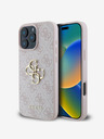 Guess Stražnja maska ​​Guess PU 4G s metalnim logotipom za iPhone 16 Pro, ružičasta