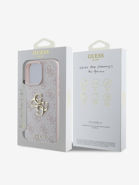 Guess Stražnja maska ​​Guess PU 4G s metalnim logotipom za iPhone 16 Pro, ružičasta