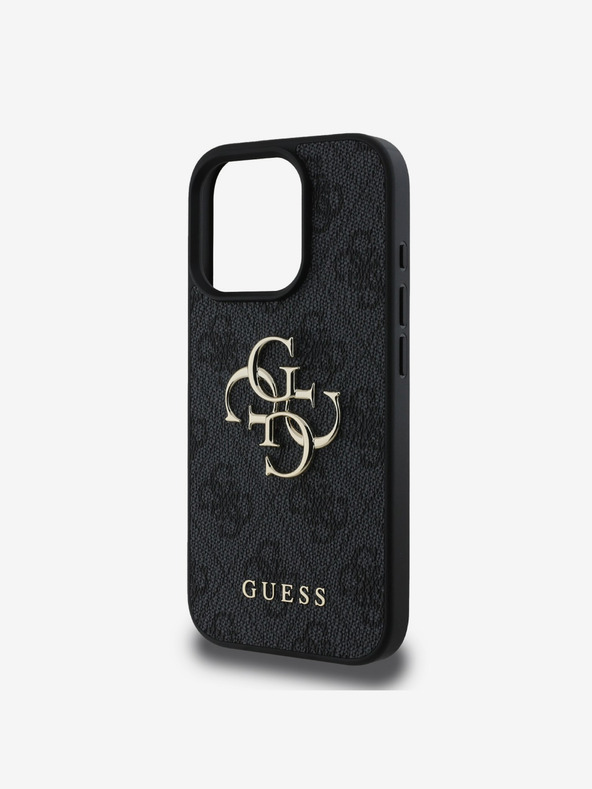 Guess Stražnja maska ​​Guess PU 4G s metalnim logotipom za iPhone 16 Pro siva