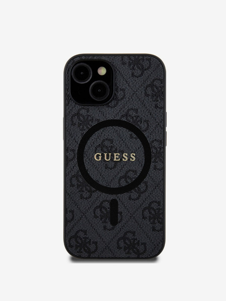Guess Guess PU kožna 4G obojena stražnja maska ​​MagSafe za iPhone 15 crna