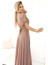 numoco Numoco duga haljina s rukavima i dekolteom - mocha mousse sa šljokicama