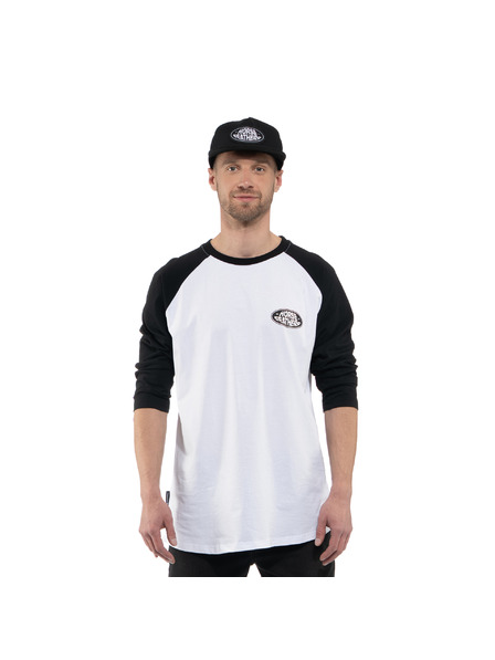 Horsefeathers Majica Dynamo Raglan - bijelo/crna HORSEFEATHERS