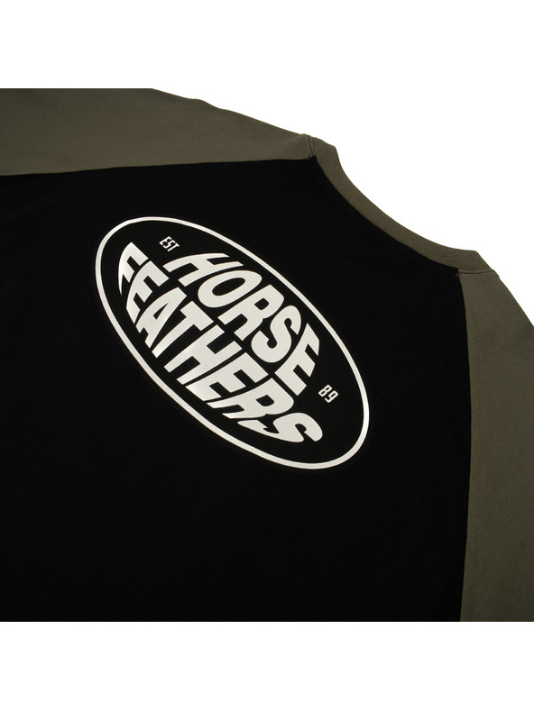 Horsefeathers Majica Dynamo Raglan - crna/spaljena maslina HORSEFEATHERS